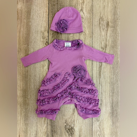 lemon loves layette Other - Lemon Loves Layette 0-3 month purple one piece outfit with hat